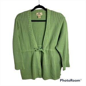 Woolrich Knit Cardigan Large Women’s Front Tie Sweater Green